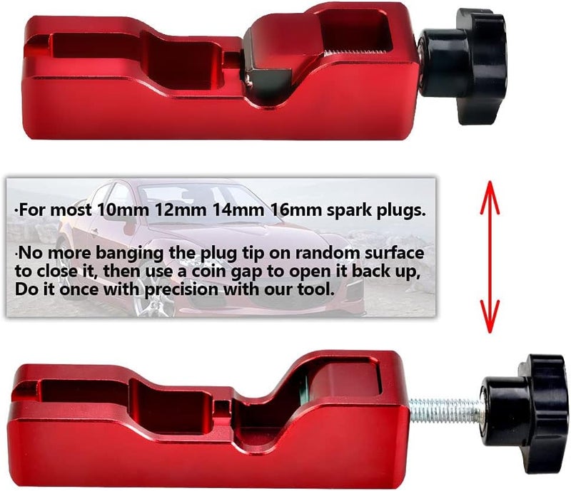 CNRAQR Universal Spark Plug Gap Tool Compatible with Most 10mm 12mm 14mm 16mm Spark Plugs Red - 1 Set with Feeler Gauge - Image 4
